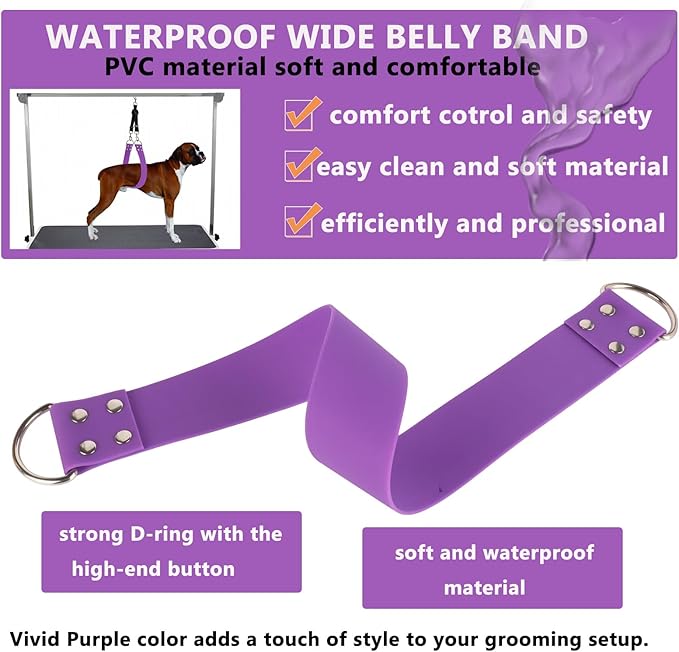Pet Dog Grooming Belly Straps - 2 Inch Dog Grooming Loops Sky Blue Groomer Belly Support Band Wide Waterproof Strong PVC Belly Loop Grooming Restraint Noose for Pets Bathing Groom(Sky Blue-Long)