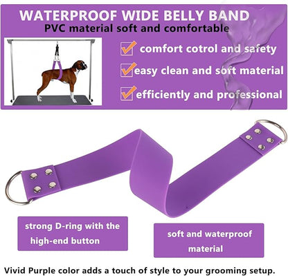 Pet Dog Grooming Belly Straps - 2 Inch Dog Grooming Loops Sky Blue Groomer Belly Support Band Wide Waterproof Strong PVC Belly Loop Grooming Restraint Noose for Pets Bathing Groom(Sky Blue-Long)