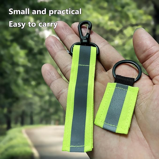 10 Pack Reflective Straps for Walking at Night, Glow in The Dark Keychain & Backpack Reflectors, High Visibility Safety Night Running Gear with Zipper Pulls for Dog Collar, Cycling, Camping.