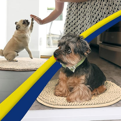 Muddy Mat® Shown on TV – Super Absorbent Microfiber Dog Door Mat for Muddy Paws, Non-Slip Washable Pet Rug, Quick Dry Chenille Entryway Carpet,Machine Washable Indoor Outdoor Mat, Beige Oval 6ft x 9ft