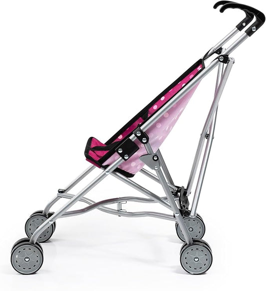 Bayer Buggy Umbrella Doll Stroller - Hot Pink & White Polka Dots, Foldable Toy Stroller for 18 inch Dolls, Ages 3+