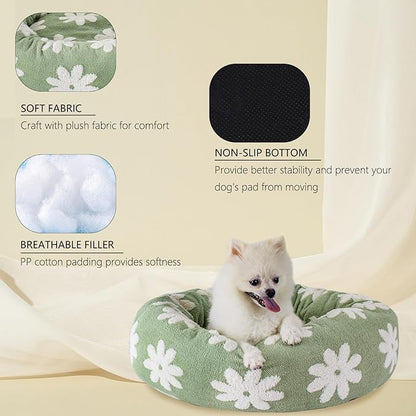 23 Inch Calming Dog Bed for Small Dogs Cats, Kitty Puppy Round Anti-Anxiety Warm Bed, Soft Cozy Anti-Slip Donut Washable Pet Bed, Fits up to 30 lbs Pets