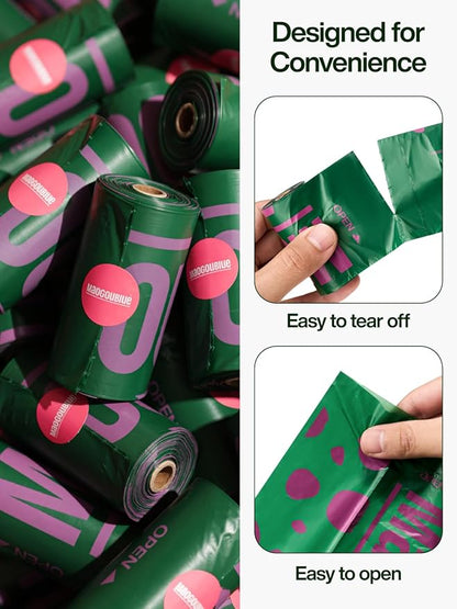 Dog Poop Bags Rolls - 300 Counts Leak Proof & Extra Thick, 20 Rolls Jasmine Scented Pet Poop Bags for Dogs, Doggie Waste Bag for Walking, Travel, Home 9 x 13 Inches (Green)
