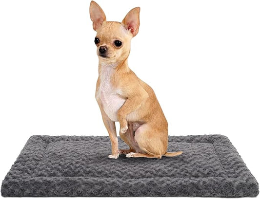 Washable Dog Bed Mat Crate Pad Soft Fluffy Pet Kennel Beds Dog Sleeping Mattress for Large Jumbo Medium Small Dogs, 23 x 17 Inch, Gray