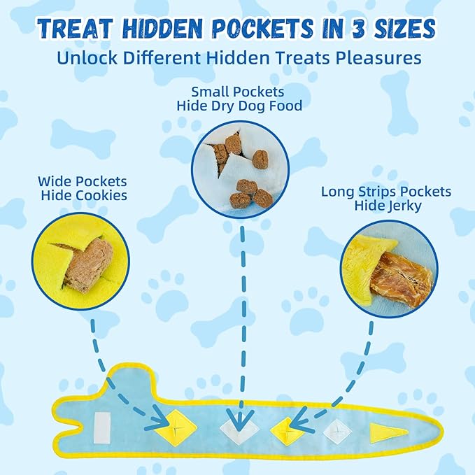 WUGO Dog Interactive Puzzle Toys - Snarl-Toothed Dog Toy Plushie Enrichment Crinkle Paper Crinkle Snuffle Treat Dispensing Smart Pet Toys Puppy Fun to Keep Them Busy