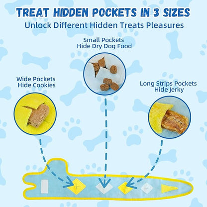 WUGO Dog Interactive Puzzle Toys - Snarl-Toothed Dog Toy Plushie Enrichment Crinkle Paper Crinkle Snuffle Treat Dispensing Smart Pet Toys Puppy Fun to Keep Them Busy