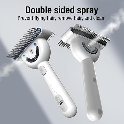 Dog brush for shedding & Cat Grooming Comb kit– Pet Steam brush with UV Sterilization, Rechargeable - Suitable for long-haired or curly-haired pets. Removes tangled hair