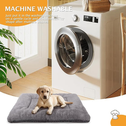 Reversible Dog Bed Mat with Plush and Corn Velvet,Soft Warm Pet Cushion, Dual Purpose Washable Sleeping Mattress Bed for Small Medium Large Dog and Cat XB004 (18 * 13", Light Grey)