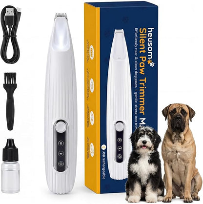 Silent Groom Pro Pet Paw Trimmer | Cordless Shaver for Dogs, Cats, Big & Small Animals with Light | Rechargeable Home and Salon Grooming Tool for Paws, Face, Ears, Butt