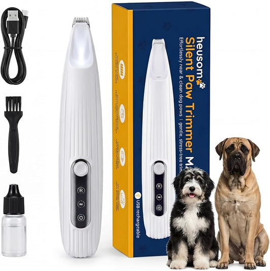 Silent Groom Pro Pet Paw Trimmer | Cordless Shaver for Dogs, Cats, Big & Small Animals with Light | Rechargeable Home and Salon Grooming Tool for Paws, Face, Ears, Butt