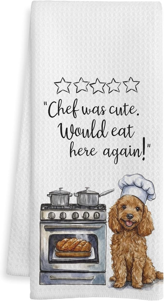 Funny Golden Doodle Chef Gifts Kitchen Towels, Golden Doodle Gifts for Women Men Dish Tea Towels for Kitchen, Dog Lovers Gift Decorative Hand Towel, 16x24 Inch