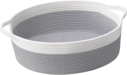 Goodpick Rope Baskets for Gifts Empty, Decorative Storage Baskets for Nursery, Woven Gift Basket for Baby Shower, Dog Toy Basket with Handles for Living Room, 13.6"x 10" x 6", Gray