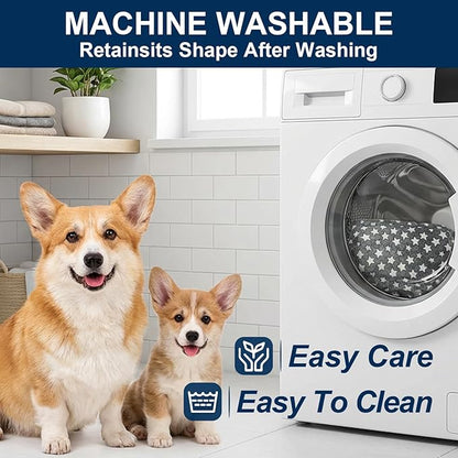 Washable Dog Bed Mat With Anti-Slip Bottom, Deluxe Plush Memory Foam Crate Pad & Waterproof Outdoor Kennel Mat For Dogs & Cats-Durable Crates Beds, Large Medium Small Puppy Size 30" x 20",Blue