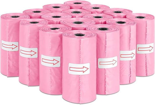 Toplive Dog Poop Bags, Pet Waste Bags Roll Refills, Thick Strong Leak-Proof Cat Dog Bag for Poop Outdoor Cleanup 16 Rolls (240 Bags), Pink