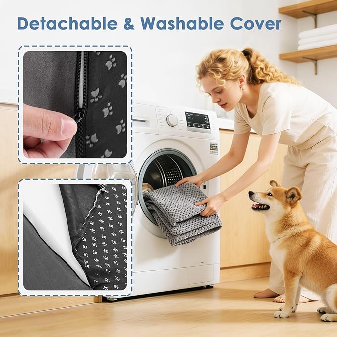 DUMOS Dog Stairs for Small Medium Dogs, 4-Steps Wider Non-Slip Balanced Indoor Foldable Dog Steps with Density Foam & Washable Cover, Cat Puppy Old Pet Stairs for High Bed, Couch, Sofa - Grey, 23" H