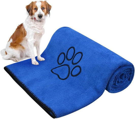 KinHwa Dog Towel Super Absorbent Pet Bath Towel Microfiber Dog Drying Towel for Small, Medium, Large Dogs and Cats 30inch x 50inch Dark-Blue