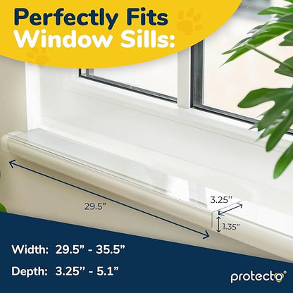 PROTECTO Window Sill Protector from Dogs & Cats, 29.5 x 3.25 Clear Window Guards from Cats Scratching Chewing & Clawing | Keep Your Sills Smooth & Paws Safe | Ultra Strong Window Sill Cover Protection