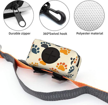 Dog Poop Bag Holder for Leashes - Lightweight Pet Waste Bags Dispenser Doggy Zippered Pouch for Puppy Walking Accessories(Dogs Paw)