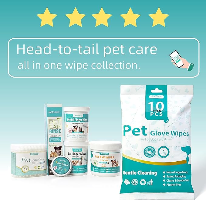 Eyes Wipes for Dogs & Cats 120 Counts, Grooming Kit Care for Dogs and Cats, Prevent Tear Stains, Eye Debris, Discharge, Mucus Secretions,Unscented