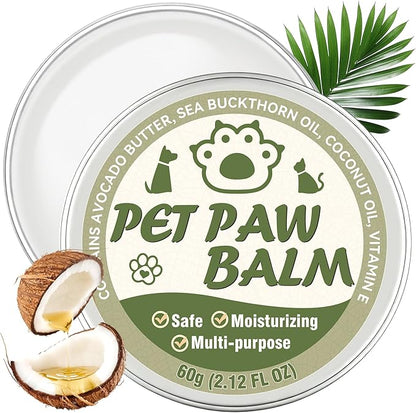 Dog Paw Balm, Paw Moisturizer for Dogs and Cats, Contains Coconut Oil, Nourishing and Moisturizing, Suitable for Dry, Cracked Paws and Noses, 60g