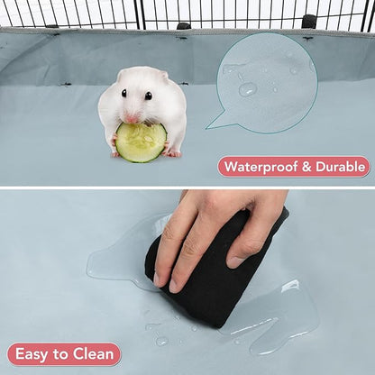 24 Panels Small Animal Playpen,Pet Playpen,C&C Cage for Guinea Pigs,Puppy Play Pen,Baby Chicken Cage,Indoor Outdoor Portable Metal Wire Yard Fence with Waterproof Mat