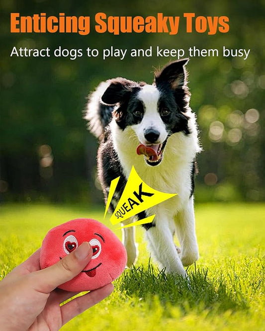 Squeaky Dog Toys, Stuffed Plush Puppy Toy Balls to Keep Them Busy, (8 Pack) Interactive Funny Pet Ball with Squeaker for Puppies Small Breed Medium Dogs