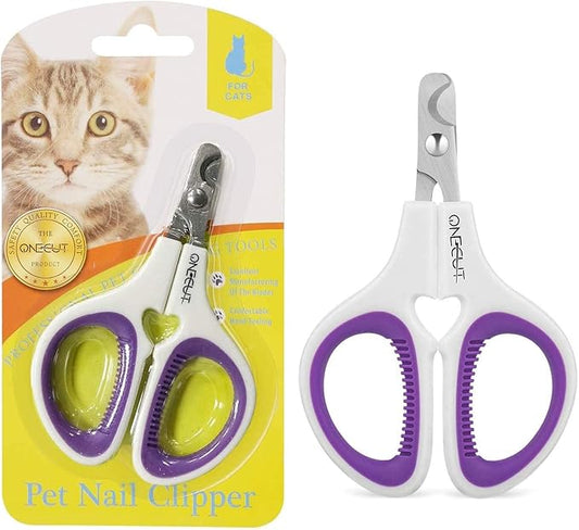 OneCut Pet Nail Clippers, Update Version Cat & Kitten Claw Nail Clippers for Trimming, Professional Pet Nail Clippers Best for a Cat, Puppy,Rabbit, Kitten & Small Dog,Sharp & Safe (Purple)