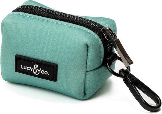 Lucy & Co. Dog Poop Bag Holder - Leak Proof Dispenser with Leash Attachment - Easy Refills - Hygienic Pet Poop Pickup - Green Outdoor Plaid