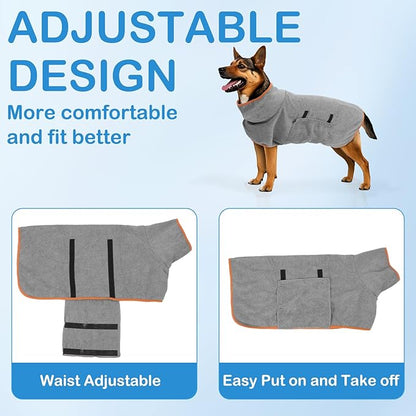 Large Dog Sweatshirts for Dogs, Bath Robe for Puppy After Shower, Soft Dogs Quick Drying Coat, Dog Bath Supplies, Towels with Adjustable Belly Strap Medium Robes