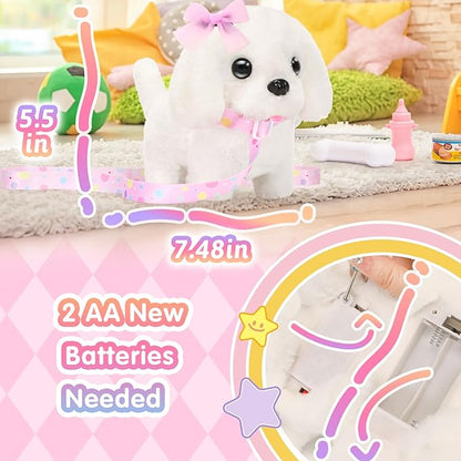 Tagitary Plush Toys Interactive Puppy Toy for Kids,Electronic Toy Dog That Walk and Bark,Tail Wagging, Fake Dog Toy with Leash,Perfect Easter Christmas Birthday Gift for Kids Toddlers