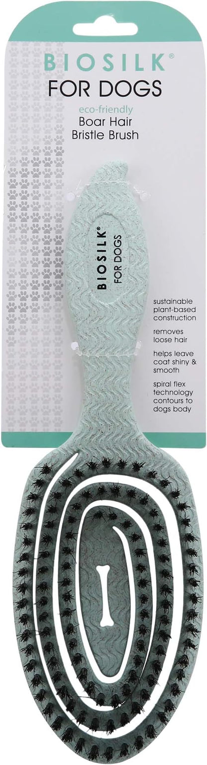 BioSilk for Dogs Eco-Friendly Boar Hair Bristle Brush in Mint Green | Easy to Hold Ergonomic Handle Dog Brush for Shedding | Best Pet Brush for Dog Grooming