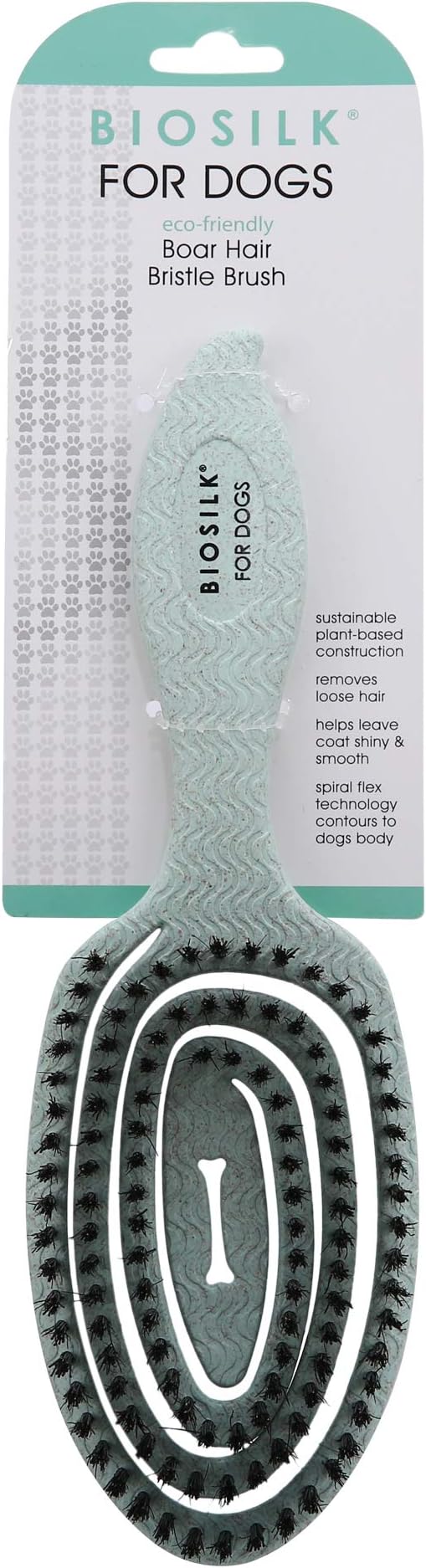 BioSilk for Dogs Eco-Friendly Boar Hair Bristle Brush in Mint Green | Easy to Hold Ergonomic Handle Dog Brush for Shedding | Best Pet Brush for Dog Grooming