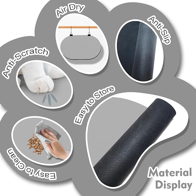 Dog Feeding Mat 24''x16'', Absorbent Pet Food Mat, No Stains Quick Dry Pet Water Mat Protect Floor, Cat Dog Water Bowl Mat for Messy Drinkers, Non-Slip Rubber Base Pet Placemats for Food and Water