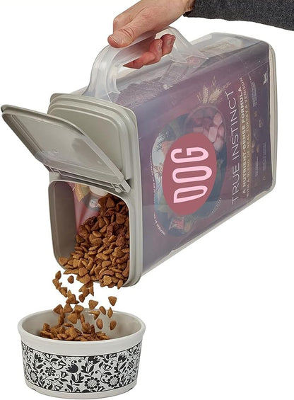 Buddeez Pet Food Storage Container - 8 Quart Capacity Bird Seed Container & Dog Food Storage, with Durable EZ Grip Handle and EZ Flip Lid with Pour Spout