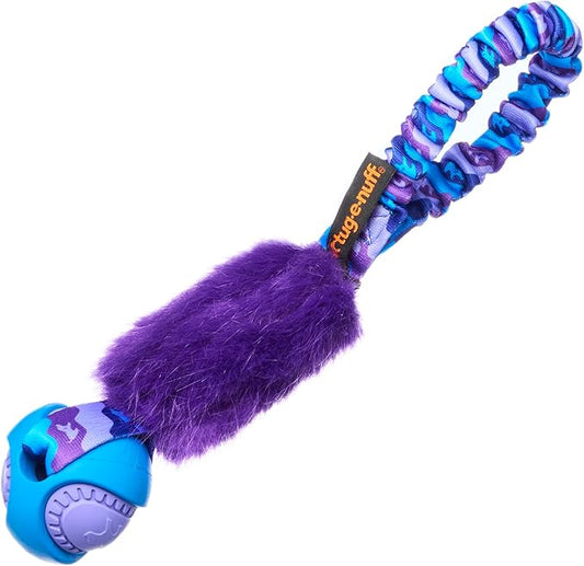 Tug-E-Nuff Pocket PowerBall Fauxtastic | Pocket-Sized Tug Toy | Durable Bungee Tug Toy for Dogs | Ideal for Interactive Dog Training and Dogs of All Ages | Made of Durable Faux Fur (Purple)