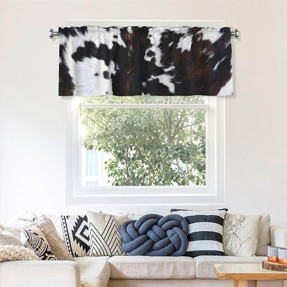Cowhide Curtain Valance Short Rod Pocket Window Treatment for Living Room Bedroom Kitchen Bathroom 1 Panel 54" W x 18" L