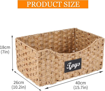 Dog Toy Storage Basket Medium,Wicker baskets for Dogs Cats,Pet Toys Bin,Collapsible Puppy Toys Box with Wire Frame,Ideal for Storing Pet Supplies, Easy-Access(Brown)