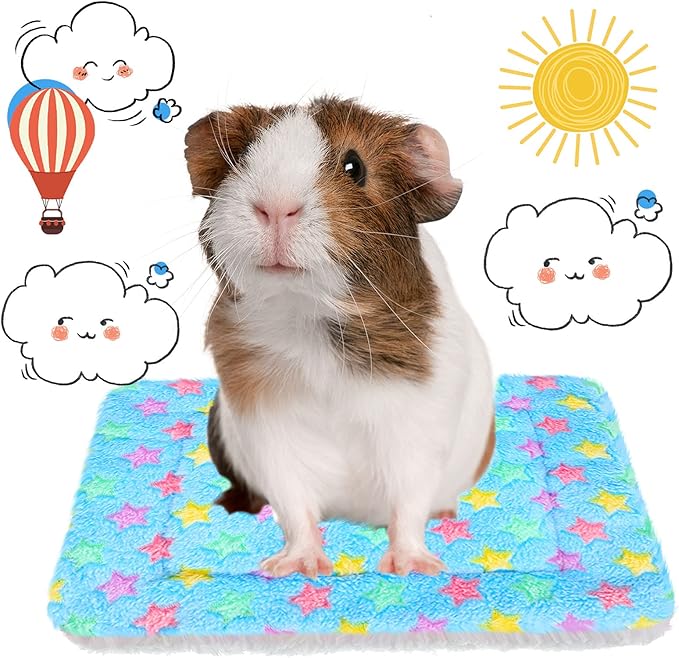 Jetec 4 Piece Guinea Pig Blankets 10 x 11 Inch Absorbent Washable Small Animal Fleece Bedding Reusable Pet Pee Sleep Mat Pad Cover for Chinchilla Hamster Ferret Rabbit