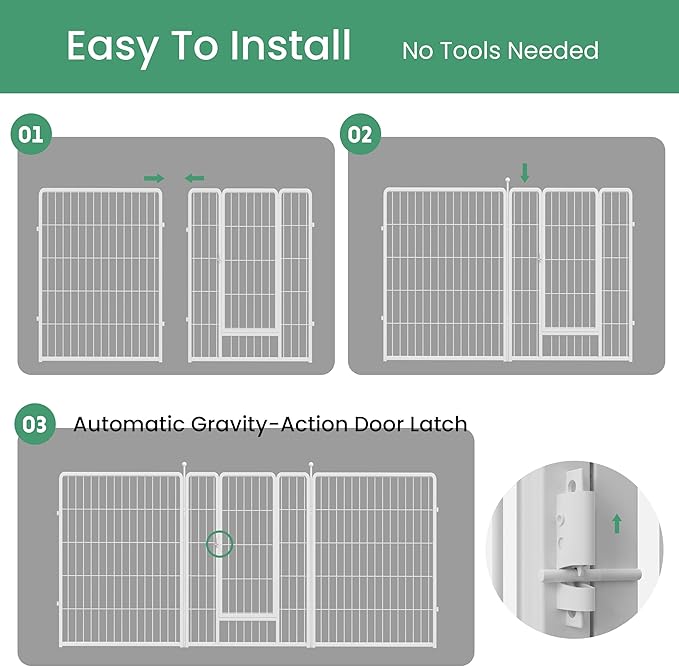 HealSmart Dog Playpen Indoor, Puppy Playpen Indoor Outdoor for Yard, Camping, RV, 40" Height 16 Panels Heavy Duty Dog Pen for Medium/Large Dogs, White