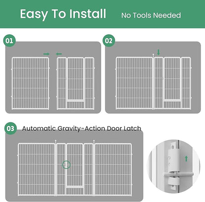 HealSmart Dog Playpen Indoor, Puppy Playpen Indoor Outdoor for Yard, Camping, RV, 40" Height 16 Panels Heavy Duty Dog Pen for Medium/Large Dogs, White