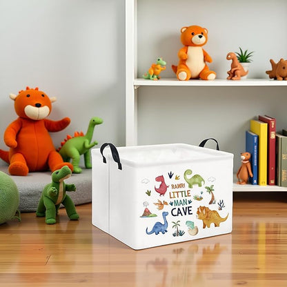 Rectangular Kids Storage Basket Baby Storage Basket with Handles for Home Kitchen Boys and Girls Cute Toy Storage Bin Organizer Shelf Book Room Decor(Dinosaur)