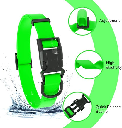 Waterproof Dog Collar, Easy to Clean Rubber Dog Collars with Quick Release Buckle Fits Small Medium or Large Dogs (Green, S (9.5-14.1 inch))