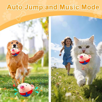 2026 New Interactive Dog Plush Toy - Rechargeable Squeaky Moving Ball with Talking Sound, Washable Cartoon Pig Design, Boredom & Anxiety Relief Pet Toy for Puppies Small Medium Dogs (Blue)