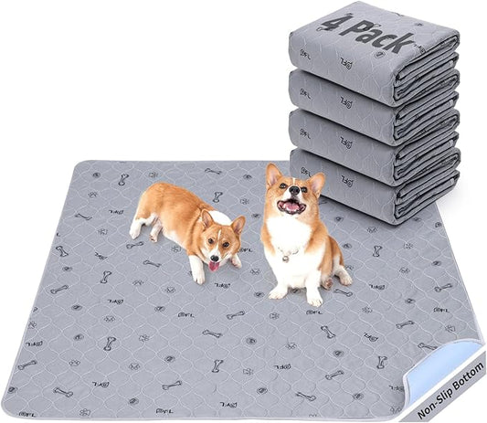 Washable Pee Pads for Dogs, 4 Pack Puppy Pads Washable with Non Slip Bottom,Absorbent Reusable Whelping Pads Dog Mats for Floor Protector, Couch Cover, Crate, Puppy Training 24x36