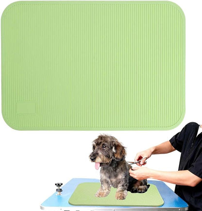 Dog Grooming Table Mat Pad Non Slip，Silicone Durable Premium Non-Slip Dog Bath Mat，Slip Mat - Bathing Mat for Pets，22.45inchX15.75inch (Green)