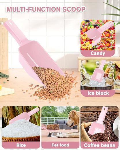 2 Cup Dog Food Scoop(2 Pack), Plastic Pet Food Scoop with Measuring Lines for Accurate Pet Food Portions,Dishwasher Safe (Pink)