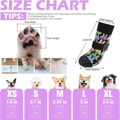EXPAWLORER Anti Slip Dog Socks to Prevent Licking Paws, Dog Shoes for Hot Pavement, Dog Booties for Small Medium Large Senior Dogs, Traction Control Boots & Paw Protectors for Hardwood Floors Easter L
