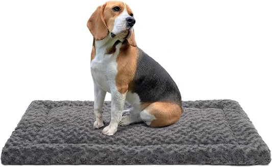Washable Dog Bed Mat Ultra Soft Dog Crate Pad Comfy Fluffy Pet Kennel Beds Sleeping Mattress for Large Jumbo Medium Small Dogs, 35 x 22 Inch, Gray
