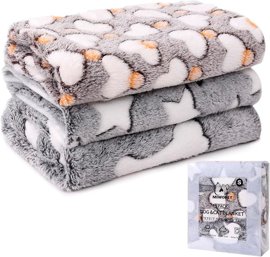 3 Pack Cat and Dog Blanket Soft & Warm Fleece Flannel Pet Blanket, Great Pet Throw Sleep Mat for Puppy Cats Small Dogs Cute Star/Love/Bone (Small 23" x 15")