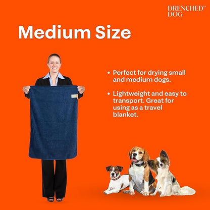 Microfiber Dog Bath Towel – Medium Dog Drying Towel (32 x 21.6 in) – Ultra Absorbent Pet Towel for Bath Time, Swimming & Rainy Walks